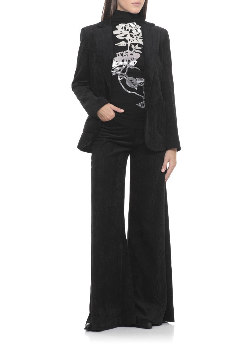 D. Exterior Black Fitted High Neck Sweater
