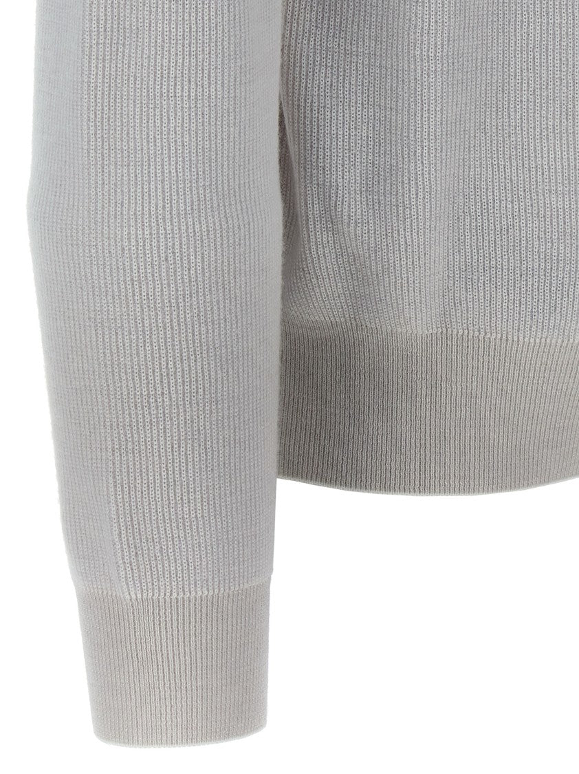 Brioni Ribbed Cashmere-Wool V-Neck Sweater