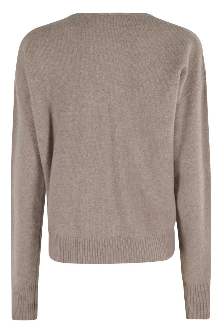 Federica Tosi Deep V-Neck Beige Sweater