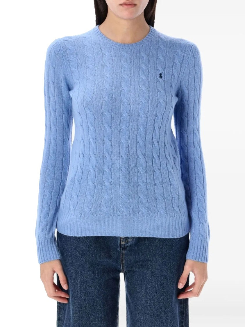 Polo Ralph Lauren Cable Knit Blue Wool-Cashmere Pullover