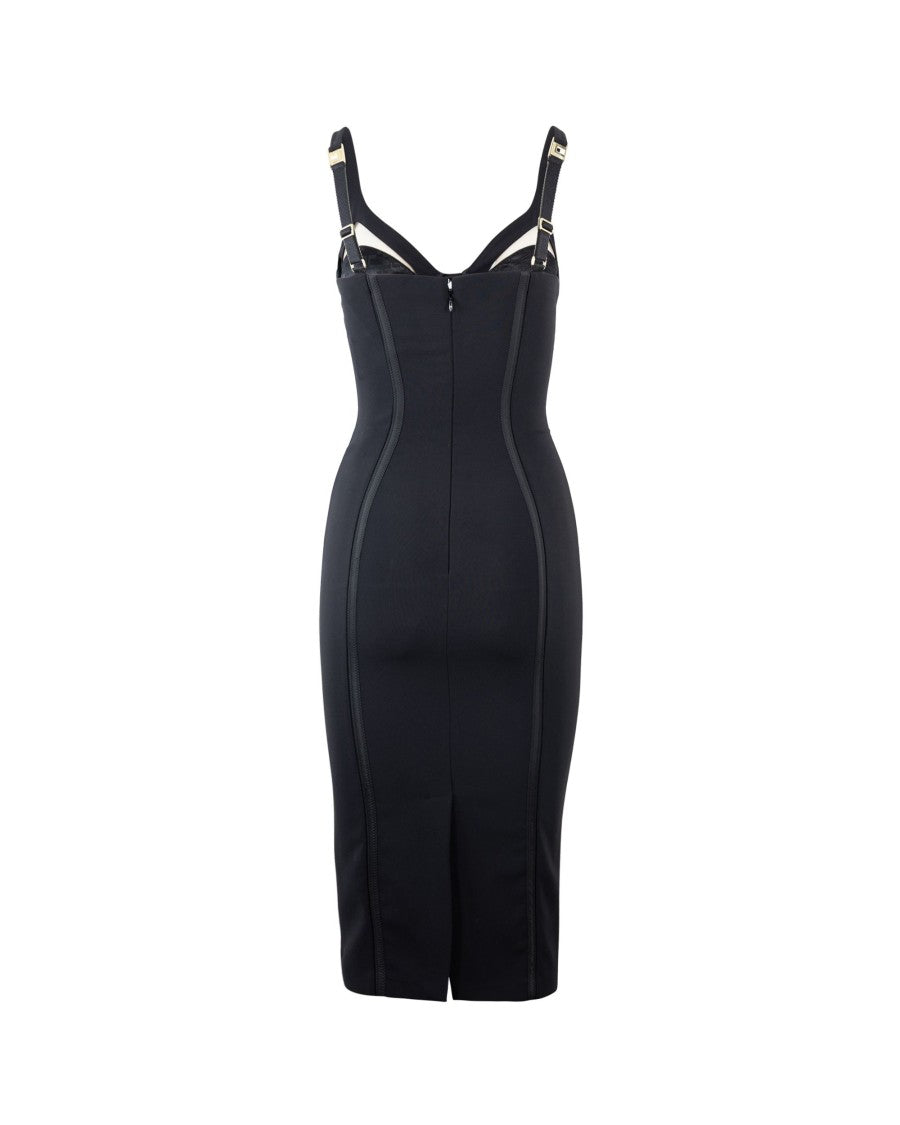 Elisabetta Franchi Lightweight Crepe Dress With Black Tulle