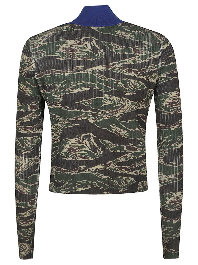 Diesel Ribbed Cropped Jacket With Camouflage Patterns