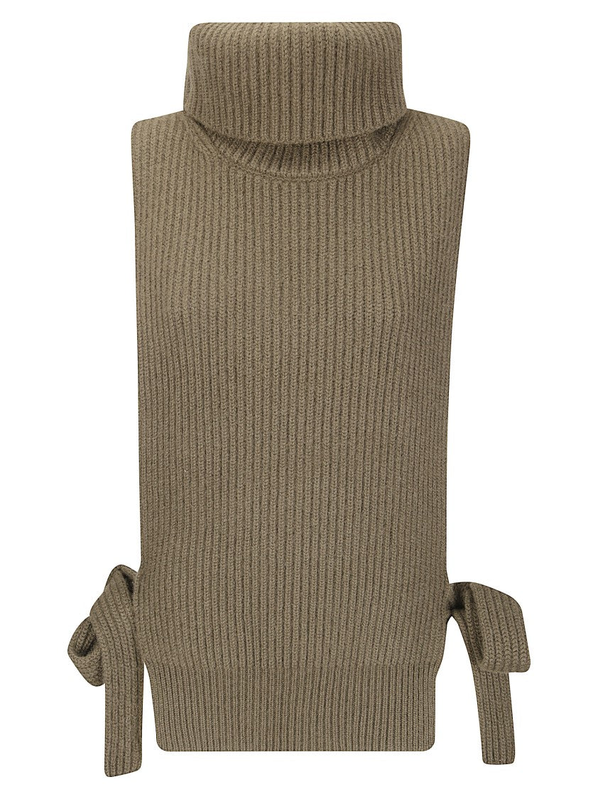 Uma Wang Open-Front Sweater With High Collar And Side Laces