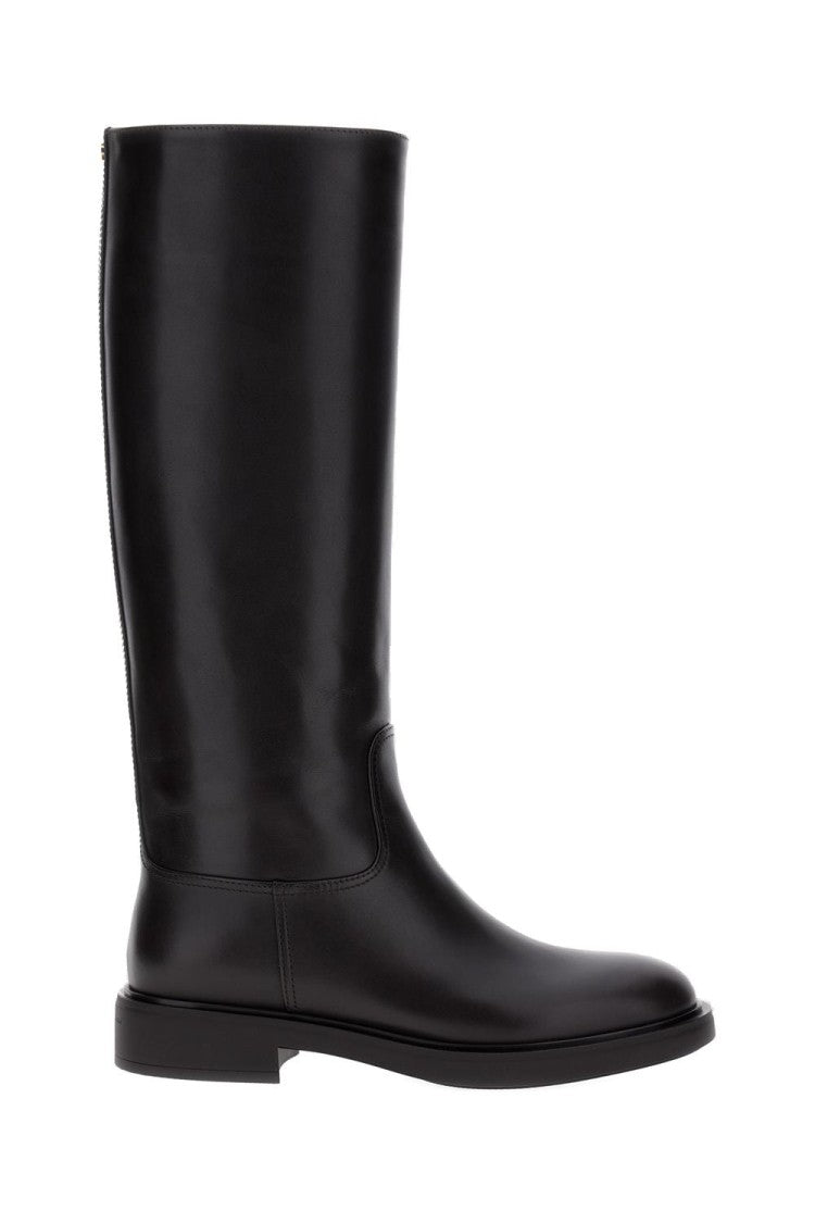 Gianvito Rossi High Leather Boots With Gold Back Detail