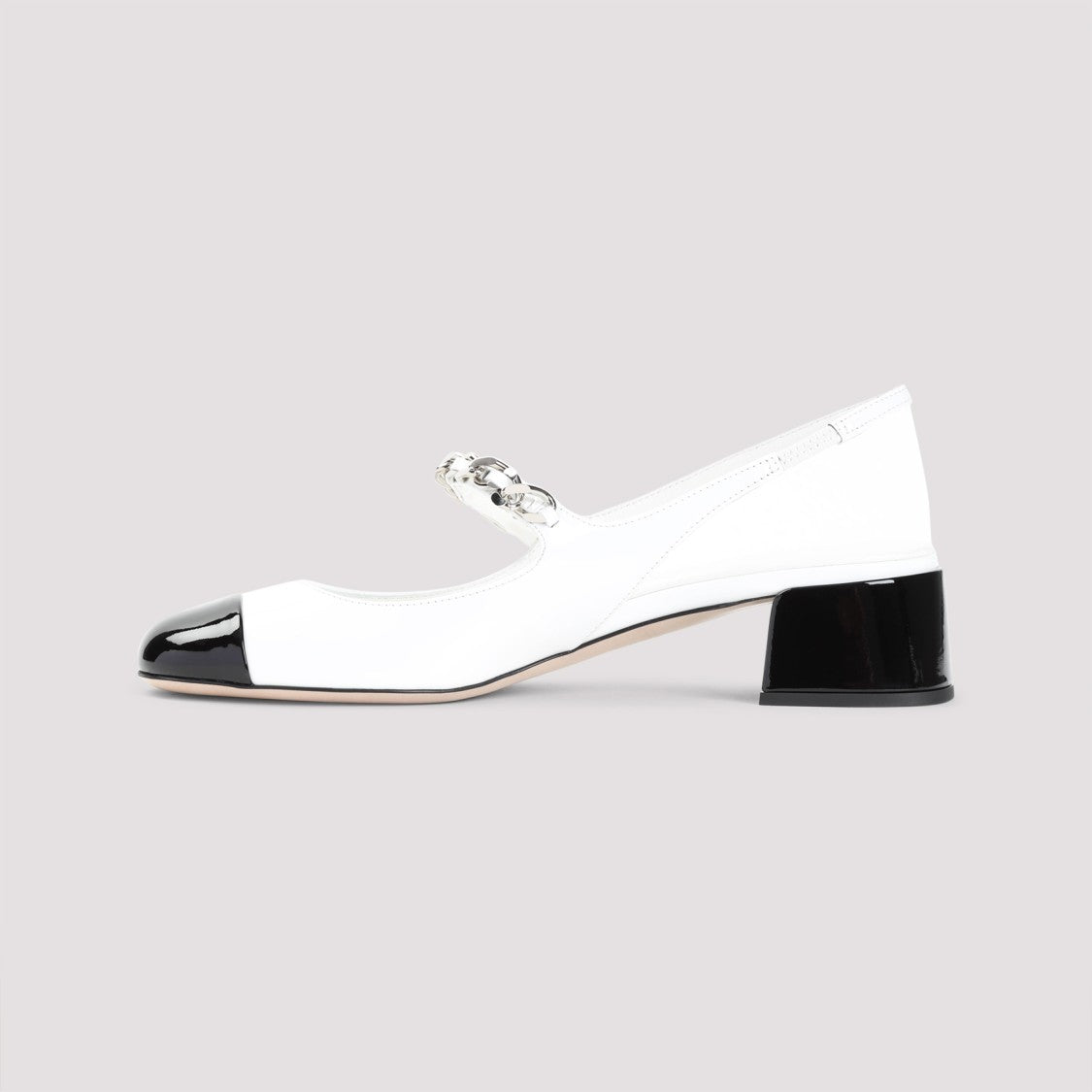 Miu Miu Slingback Pumps With Chain Detail And Block Heel