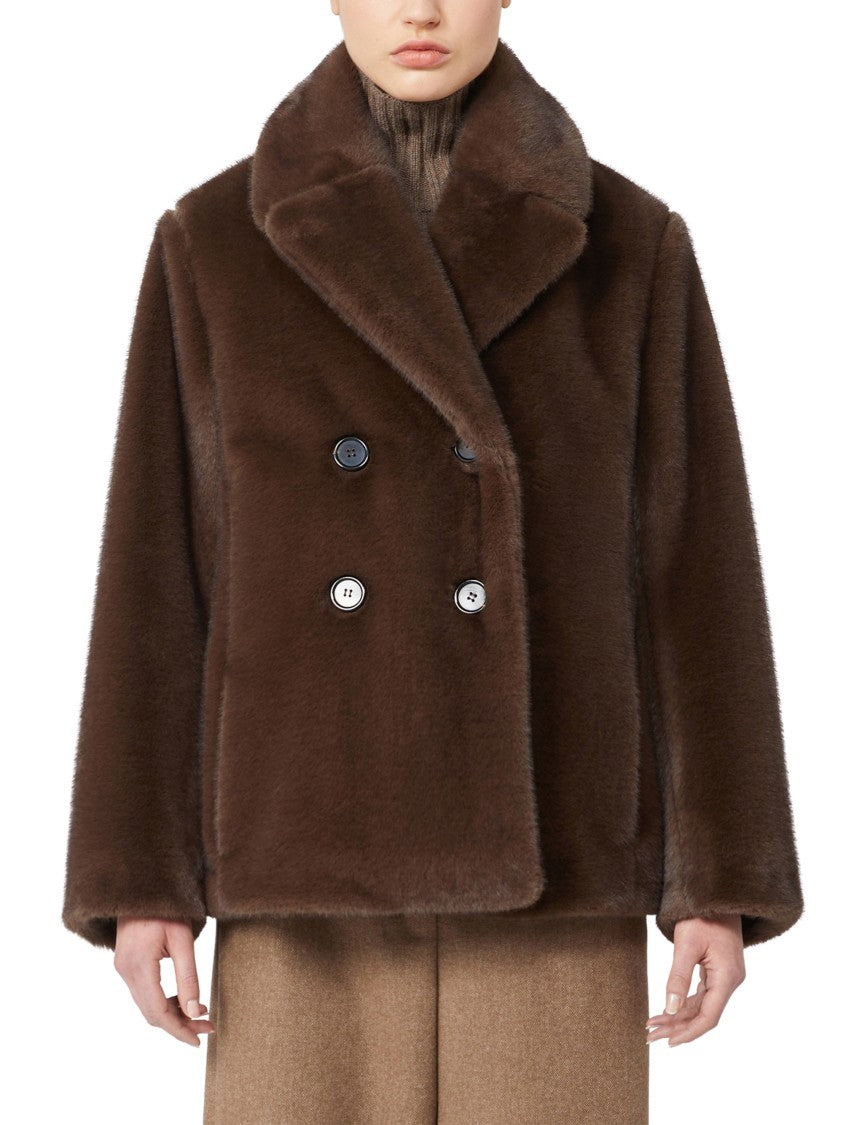 Max Mara Plush Double-Breasted Coat With Wide Lapel