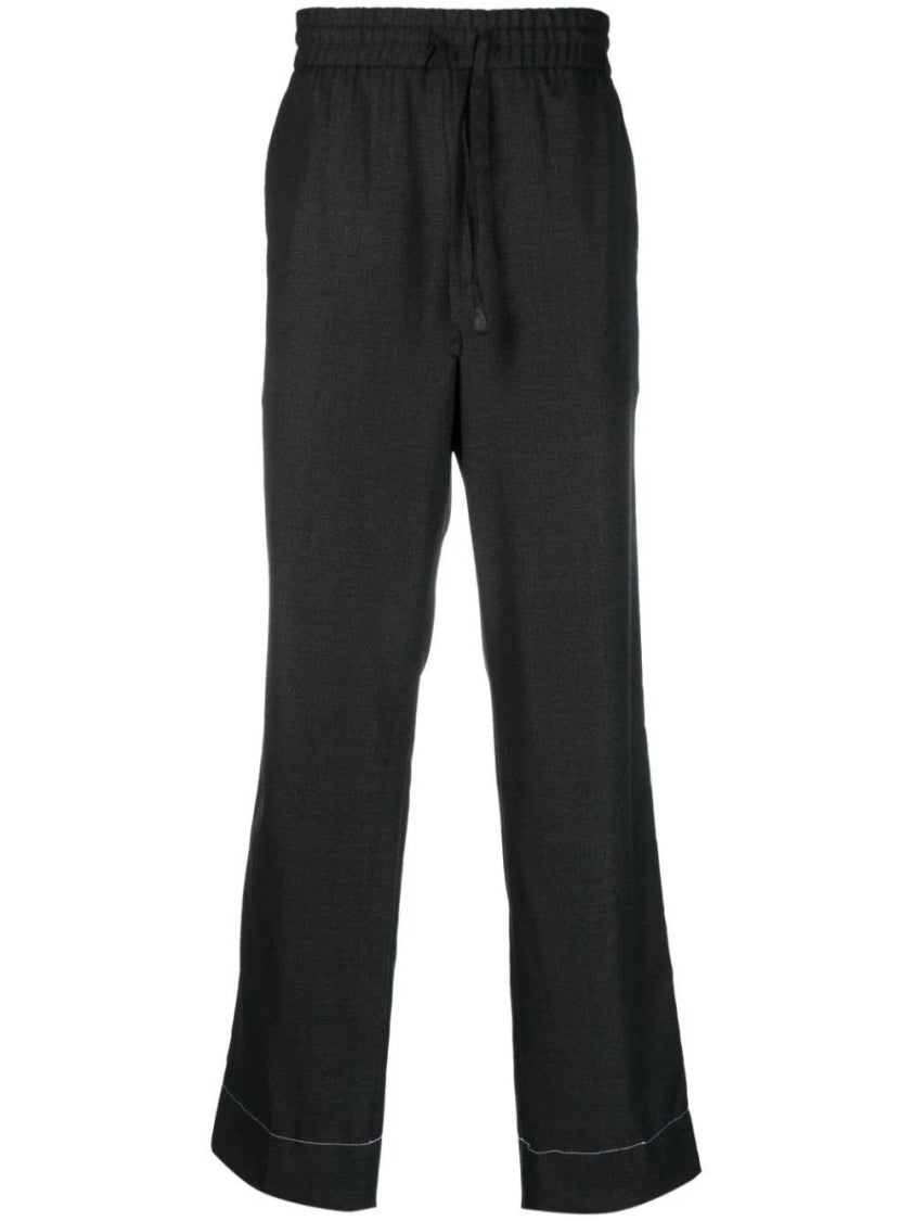 Brioni Relaxed Fit Black Trousers With Drawstring Waist