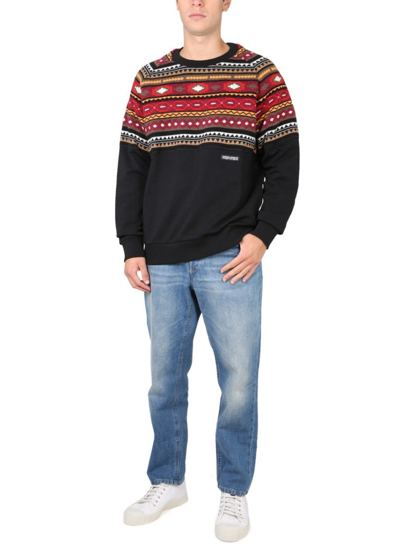 Marcelo Burlon Crew Neck Sweatshirt With Geometric Pattern