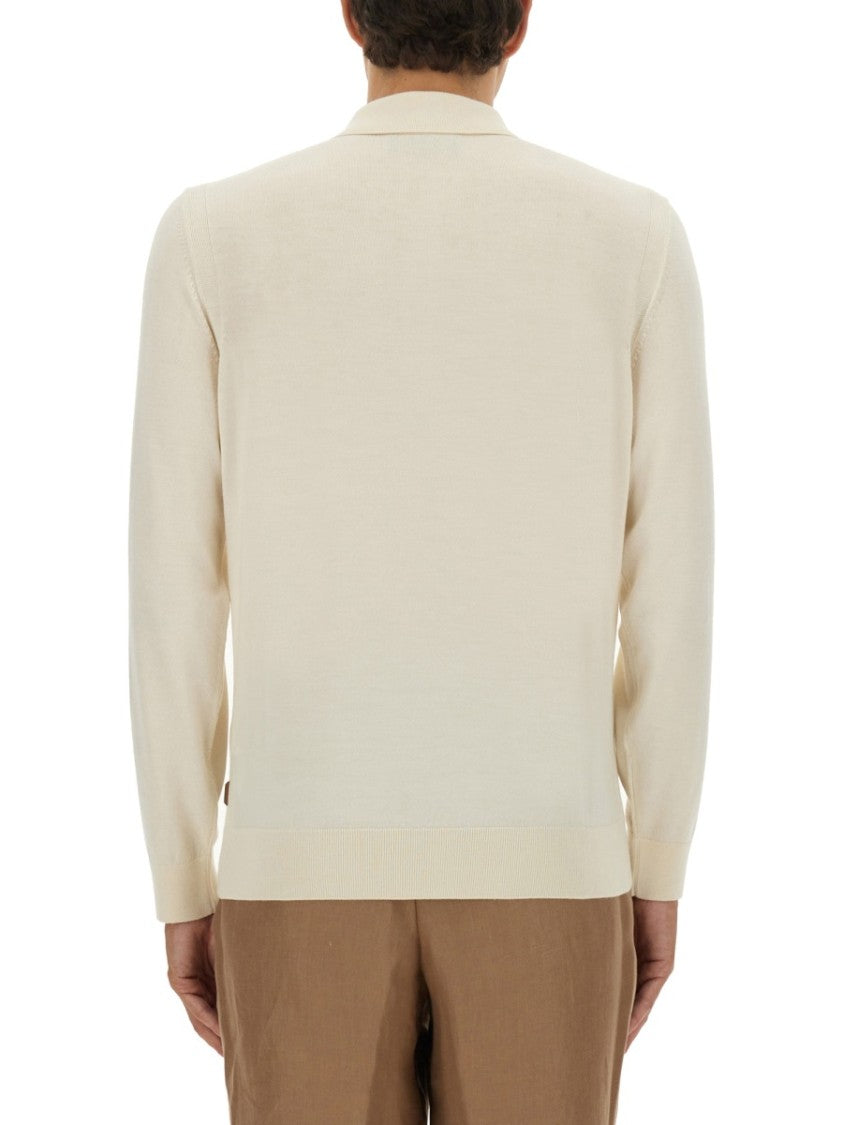 Boss Camel Knitted Polo With Collared Neckline