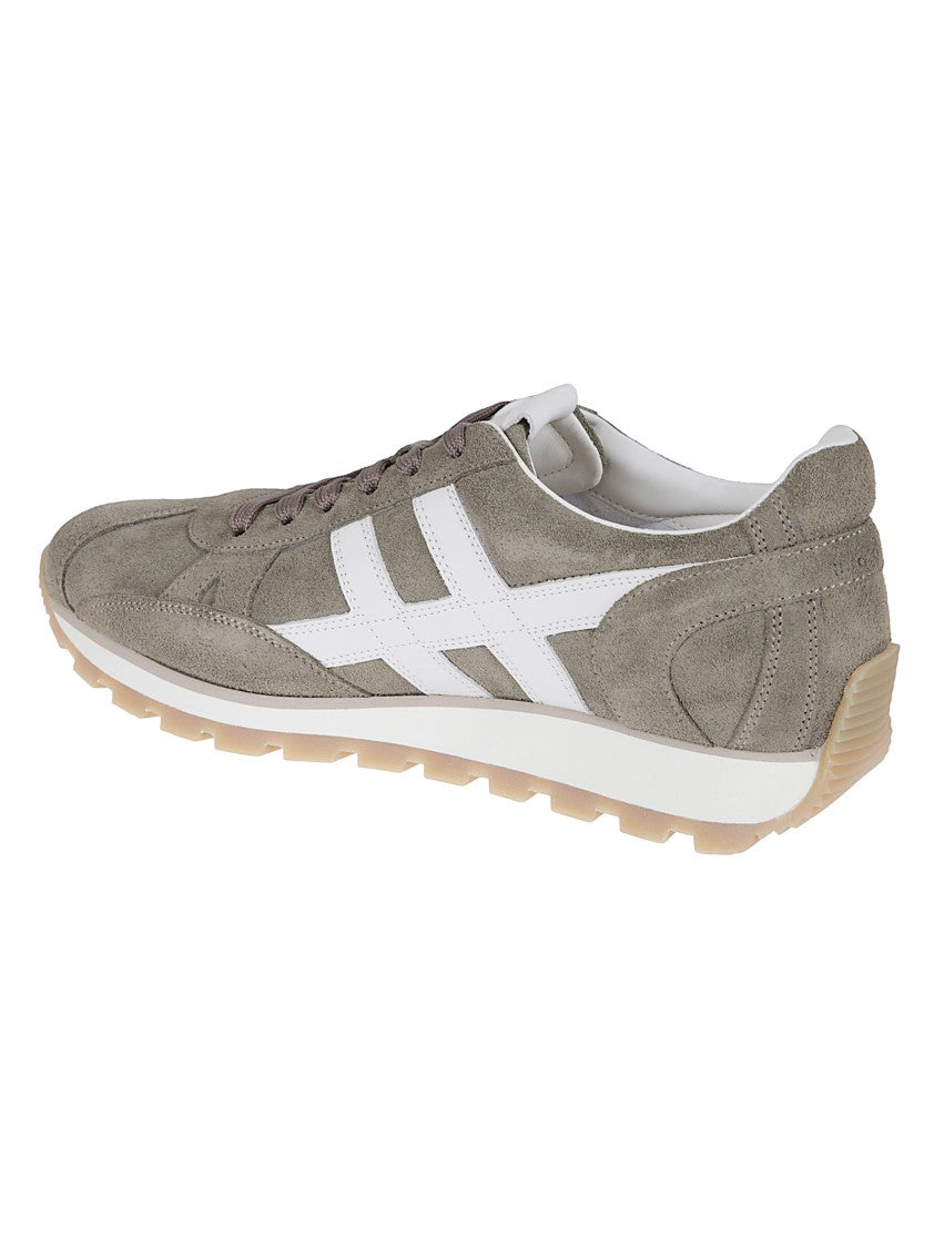 Hogan Low-Top Sneakers In Muted Green Suede