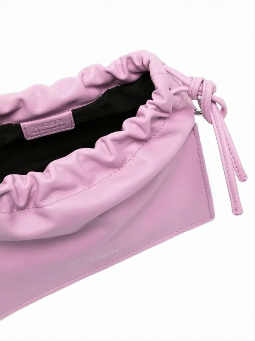 Yuzefi Soft Leather Crossbody Bag With Ruched Top