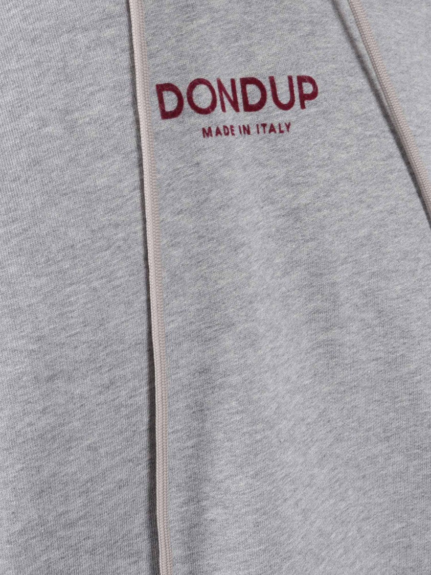Dondup Light Grey Cotton Hoodie With Adjustable Drawstring