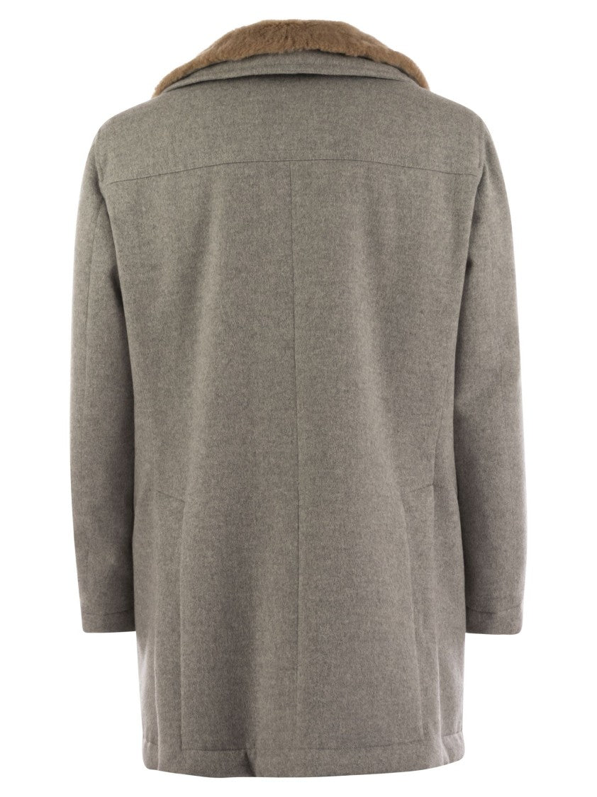 Brunello Cucinelli Cashmere Coat With Shearling Collar