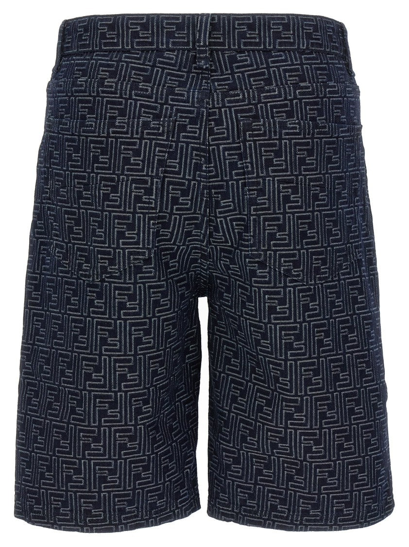 Fendi Jacquard Ff Bermuda Jeans