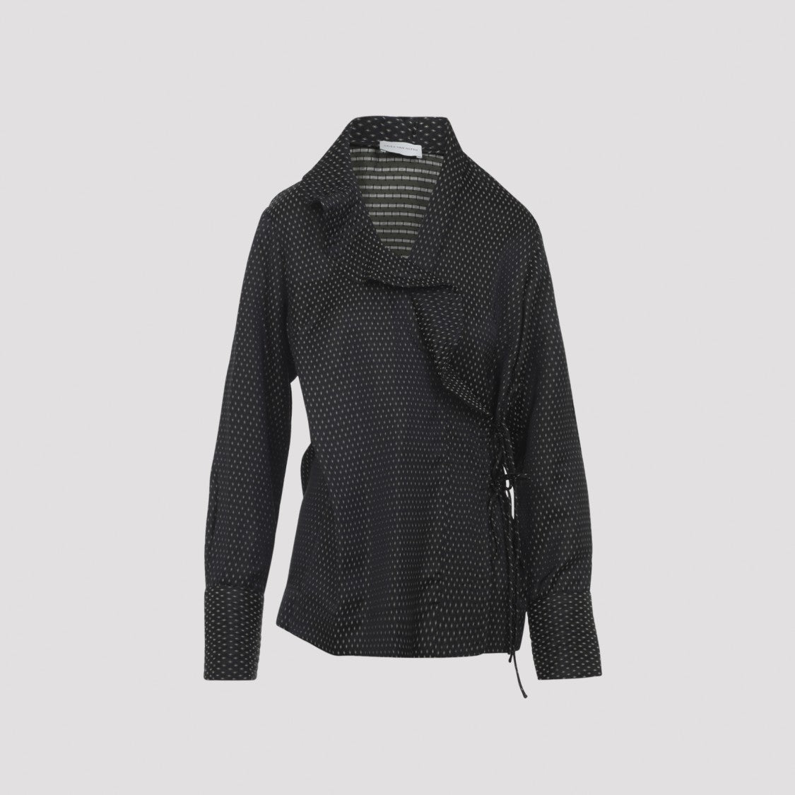 Dries Van Noten Calberton Shirt With Ruffled Neck And Geometric Pattern