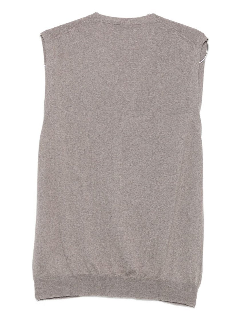 Gran Sasso Sleeveless Grey Knit Vest With V-Neckline