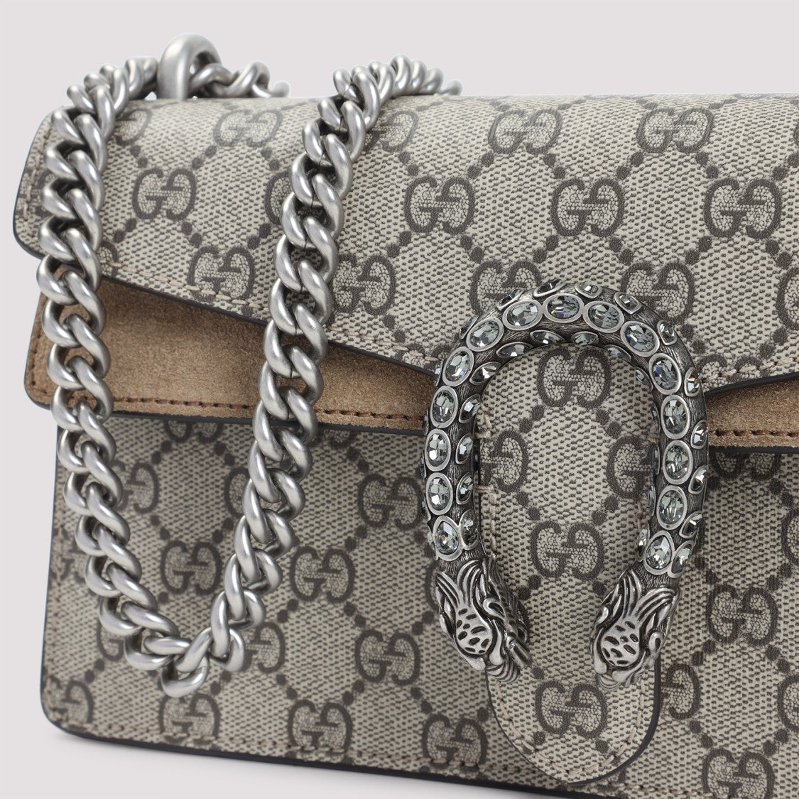 Gucci Nude Monogram Shoulder Bag With Crystal Clasp