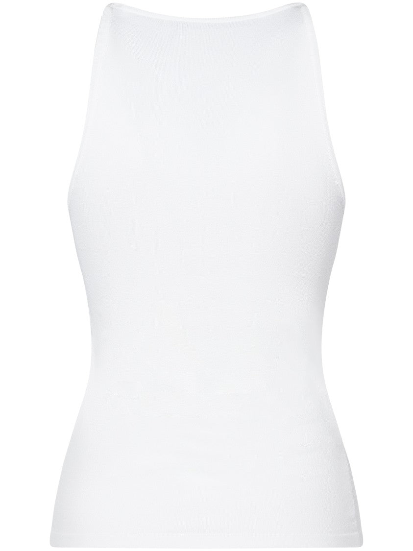 Max Mara Fitted White Top With Deep V-Neckline