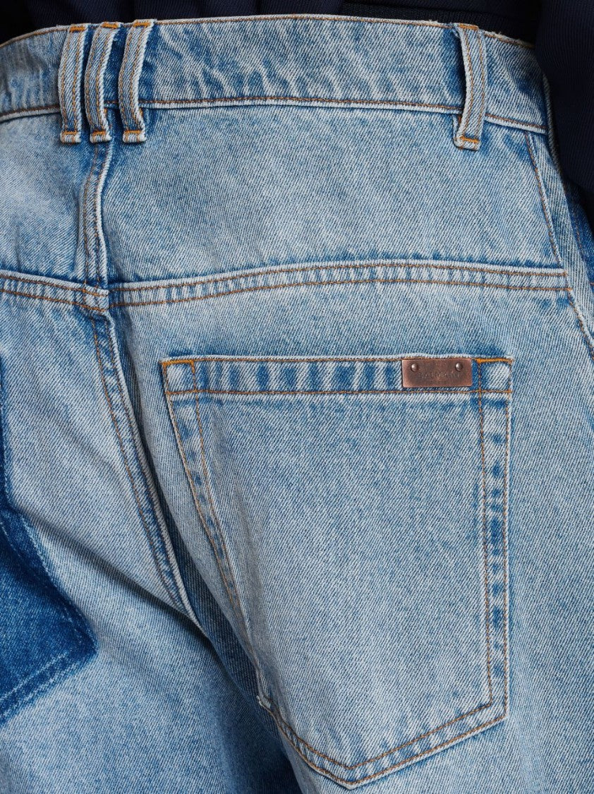 Balmain Contrast-Pocket Wide-Leg Denim Jeans