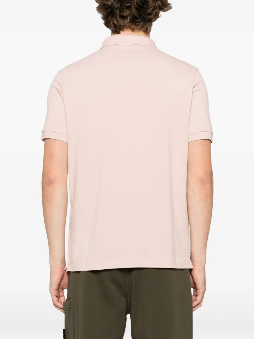 Stone Island Light Pink Polo Shirt With Front Button Placket