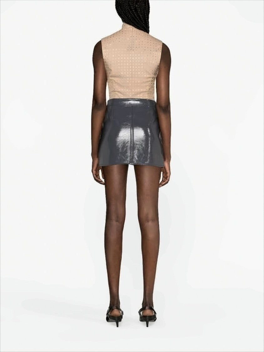 Courrèges Reflective Mini Skirt With Button Closure