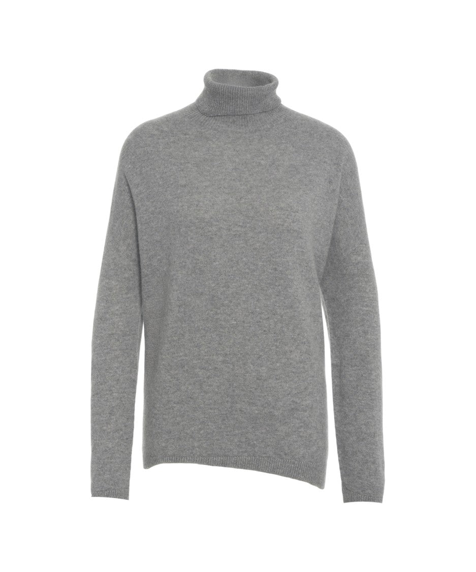 Mvm Oversized Turtleneck Sweater With Asymmetric Hem