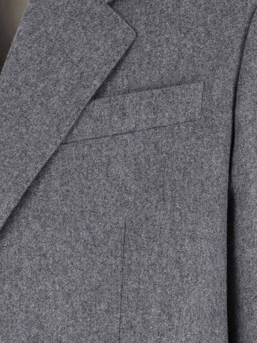 Ami Single-Breasted Grey Virgin Wool Blazer With Classic Lapel