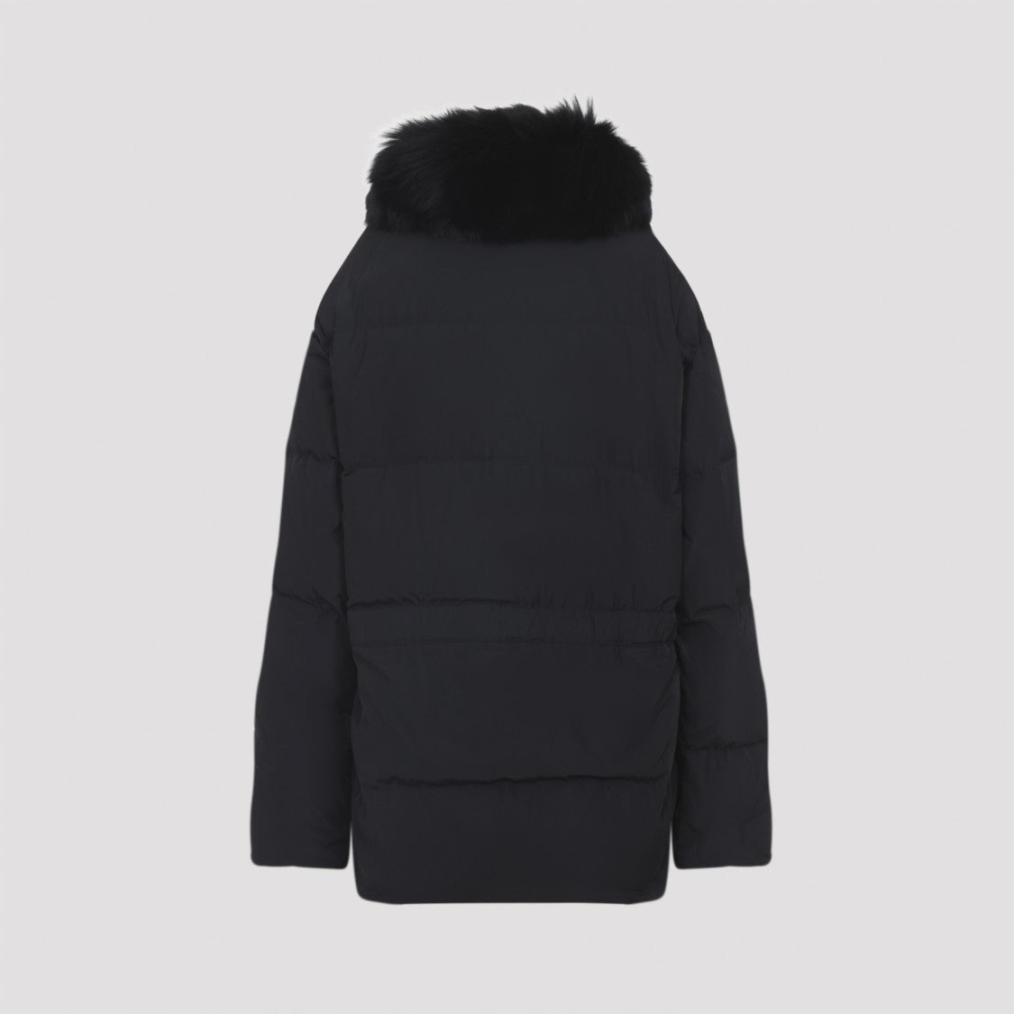 Yves Salomon Belted Down Coat With Luxurious Fur Collar