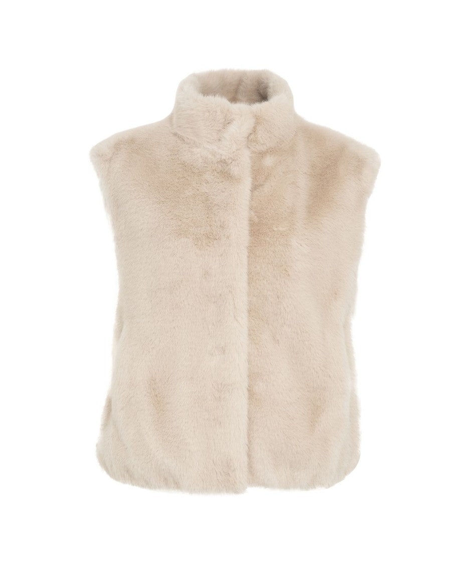 Herno High Collar Faux Fur Gilet With Hidden Closure