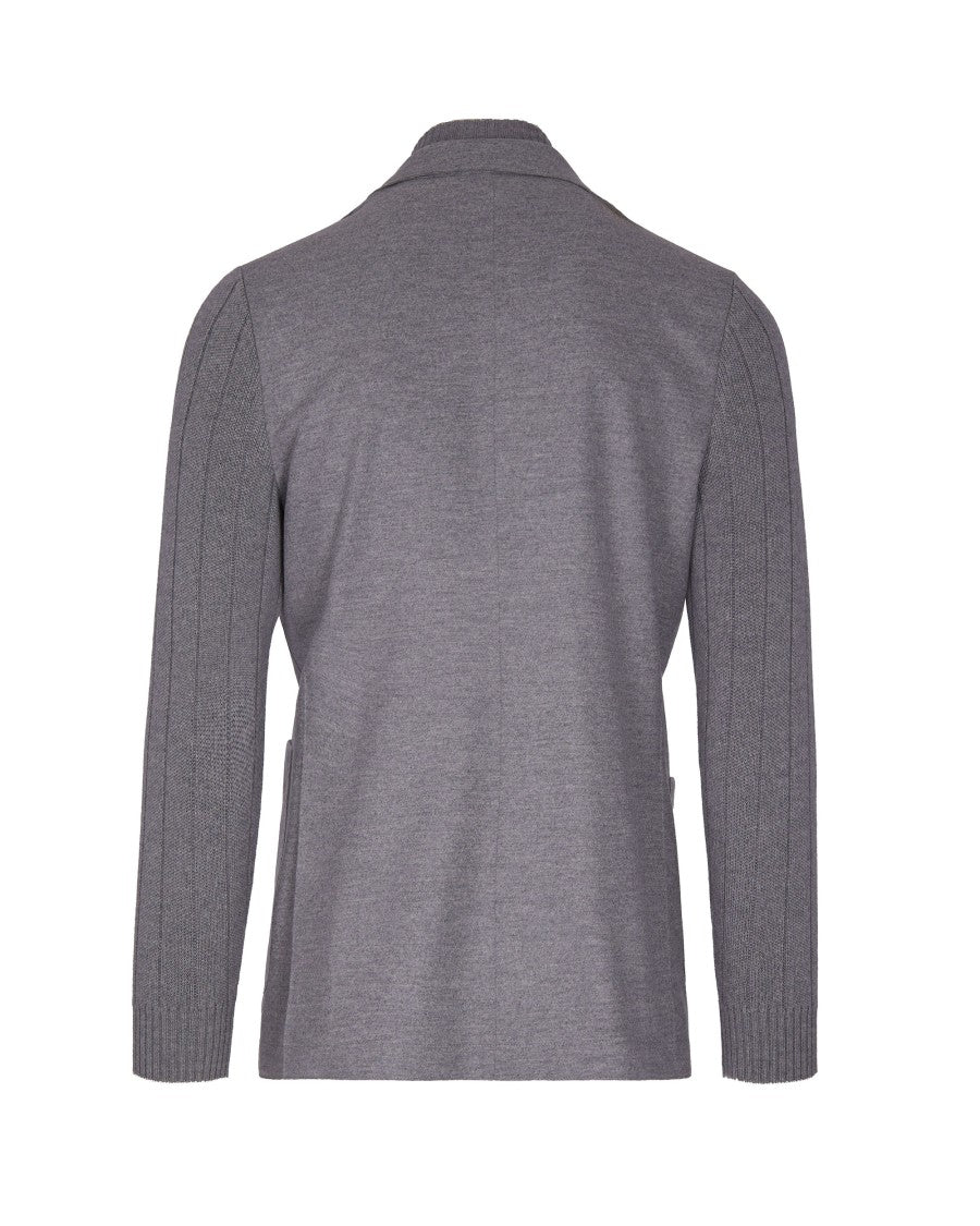 Eleventy Single-Breasted Wool Jacket With Ribbed Detailing