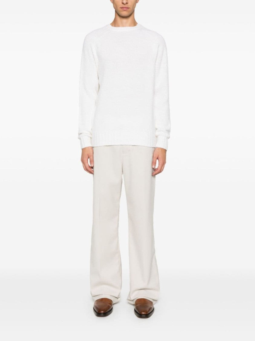 Drumohr White Long Sleeve Crew Neck Sweater