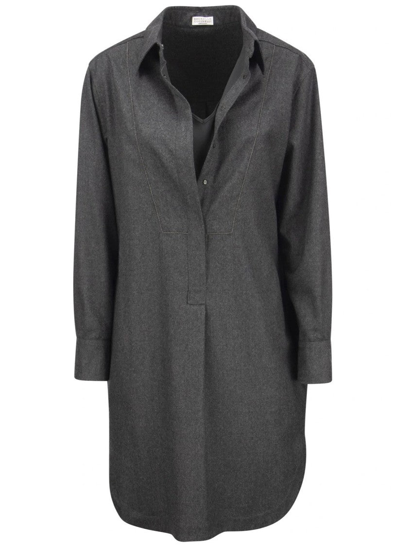 Brunello Cucinelli Grey Wool Dress