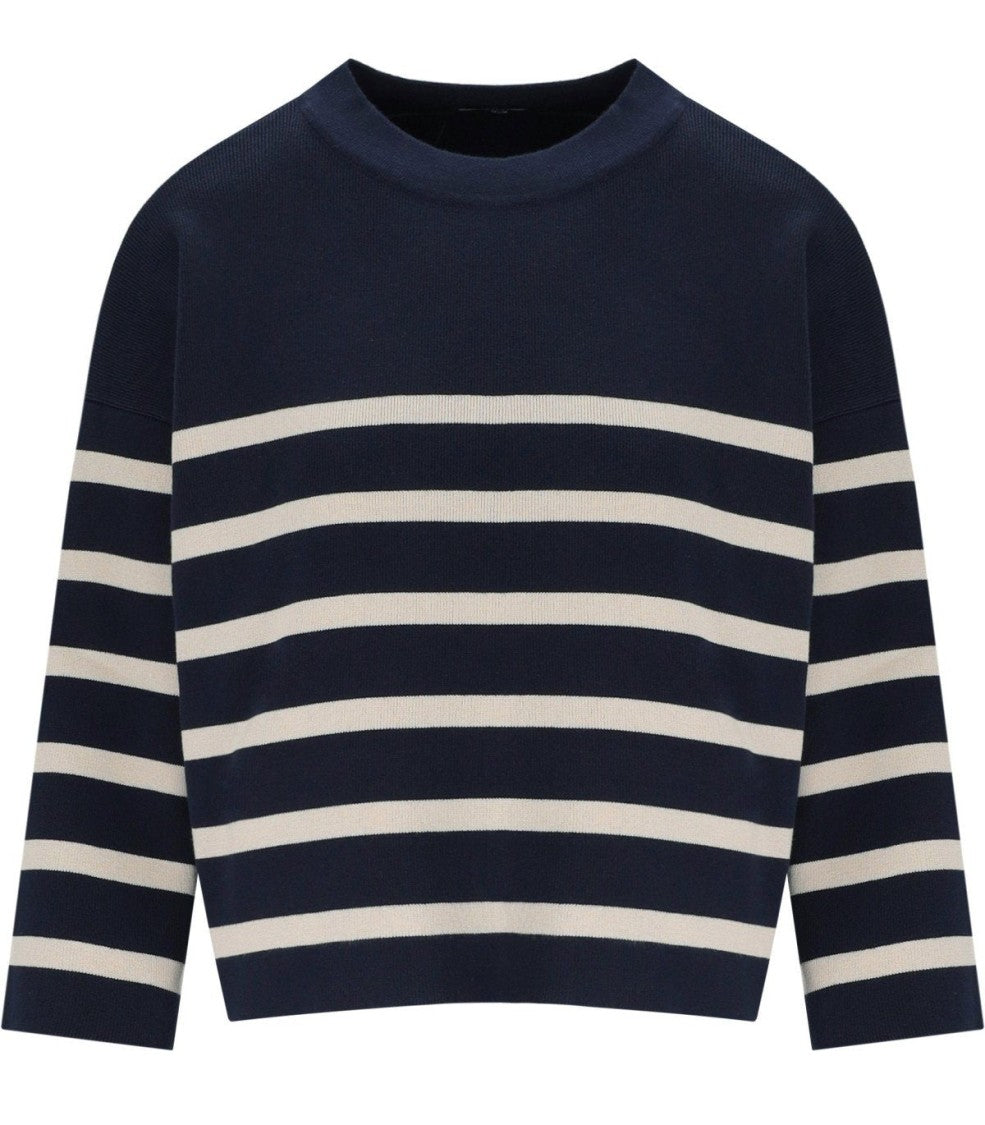 Max Mara Pinide Navy Blue Cropped Pullover