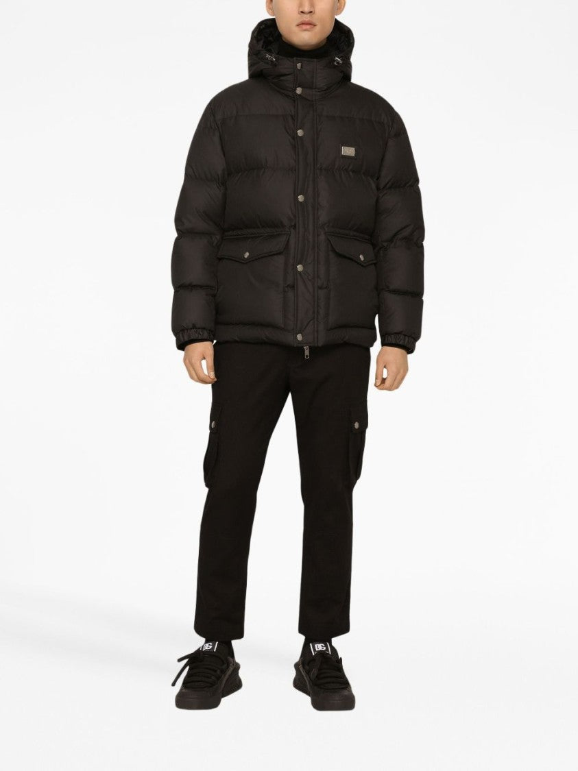 Dolce & Gabbana Puffy Black Coat With High Collar