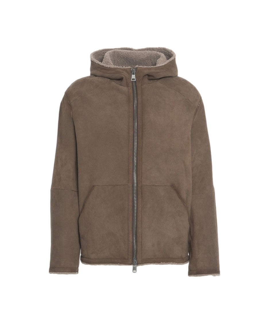 Gimo's Plush-Lined Hooded Jacket In Premium Lambskin Leather
