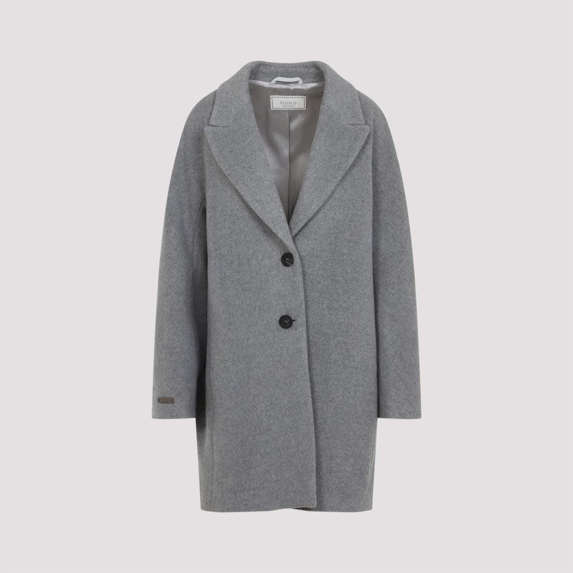 Peserico Cocoon Grey Virgin Wool Coat