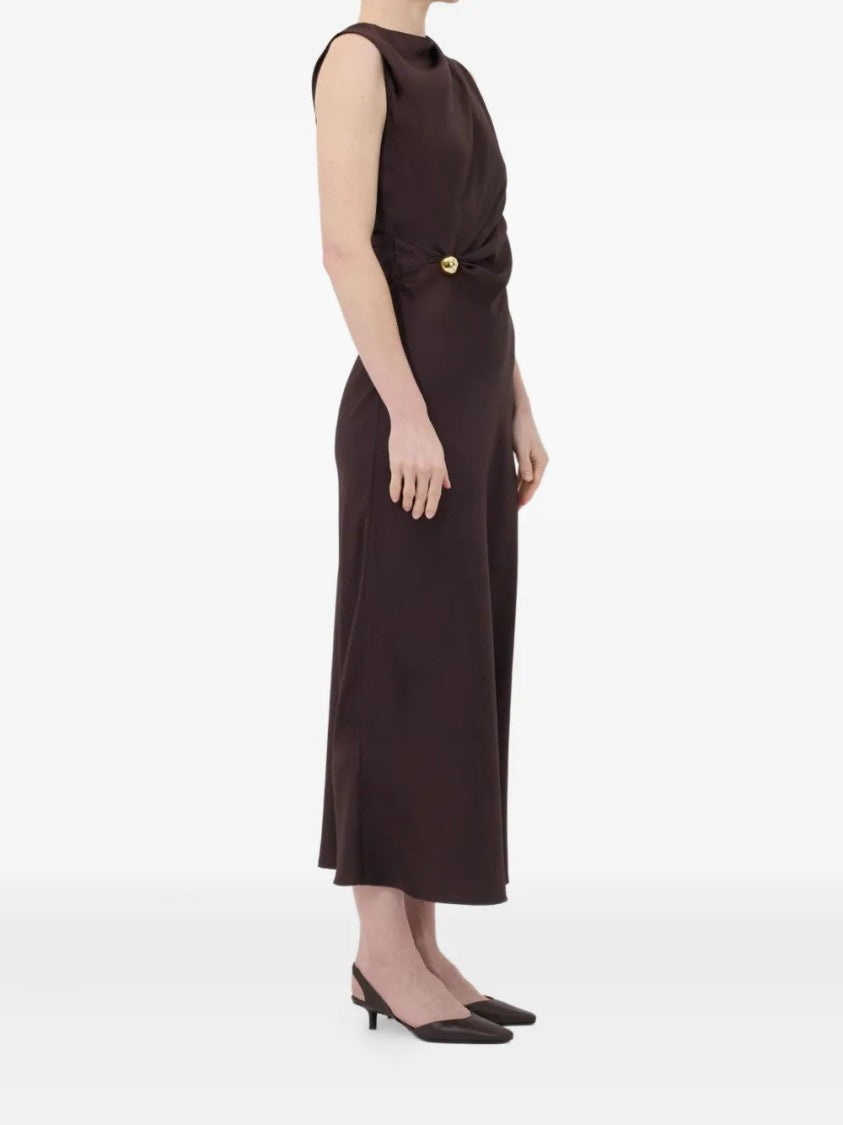 Loulou Studio Roan Draped Metal-Ornament Midi Dress