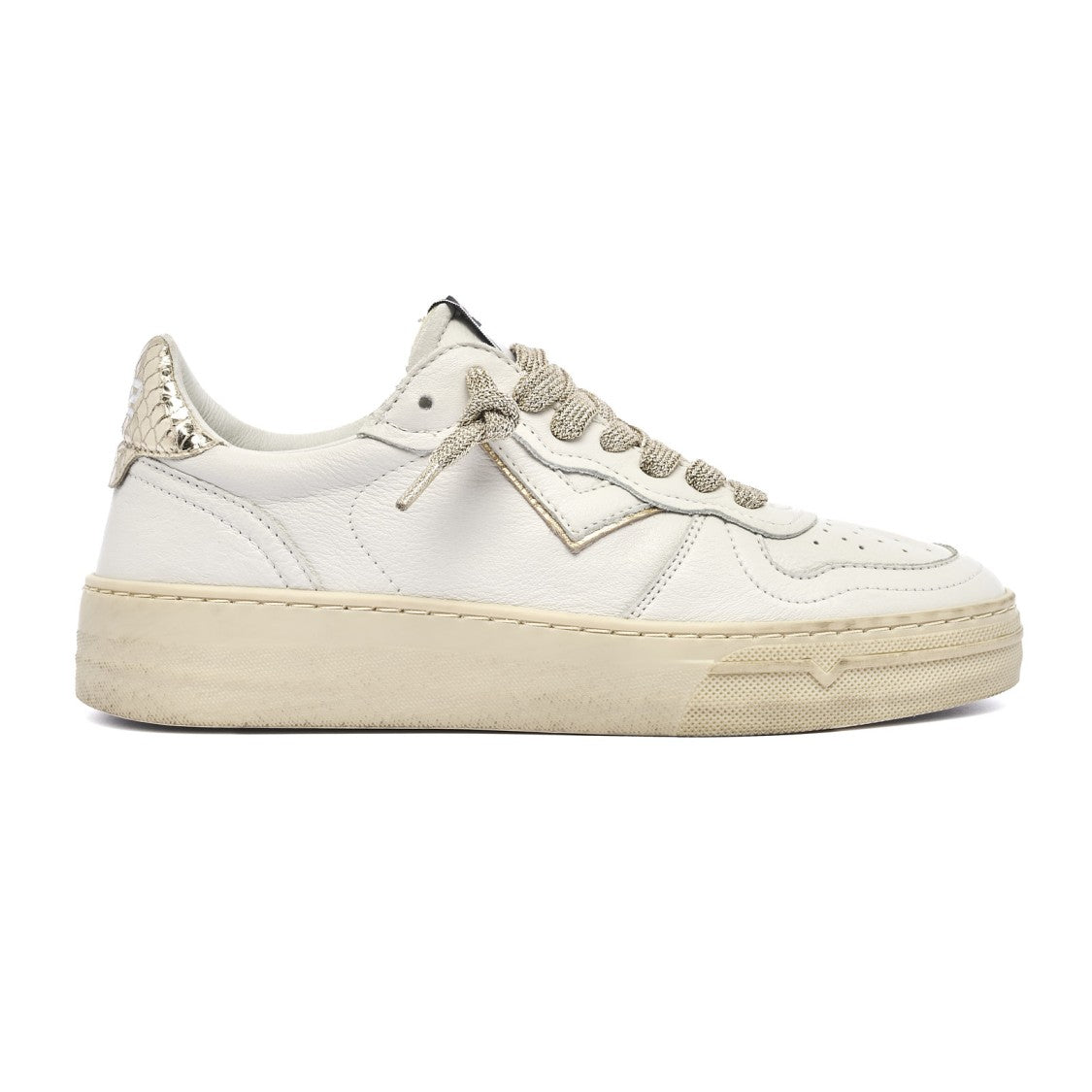 4B12 Elevated Leather Sneakers With Breathable Cotton Cover And Detailing