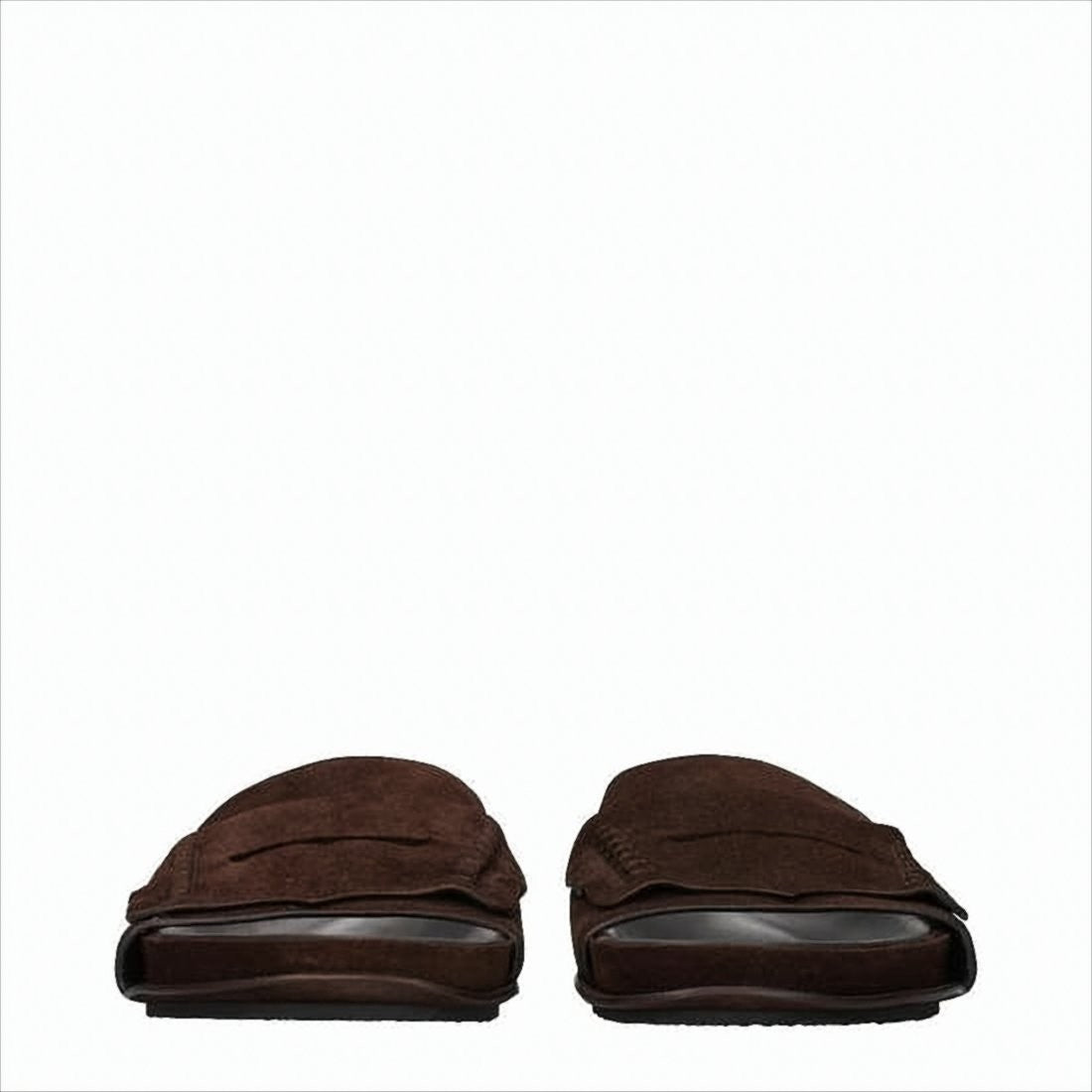 Jacquemus Slip-On Brown Suede Mules With Scalloped Detailing