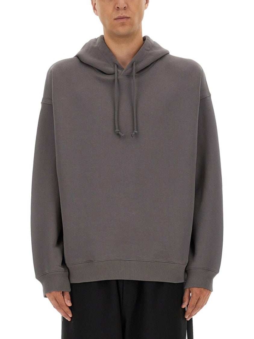 Y-3 Relaxed Fit Grey Hoodie With Bold Y-3 Graphics