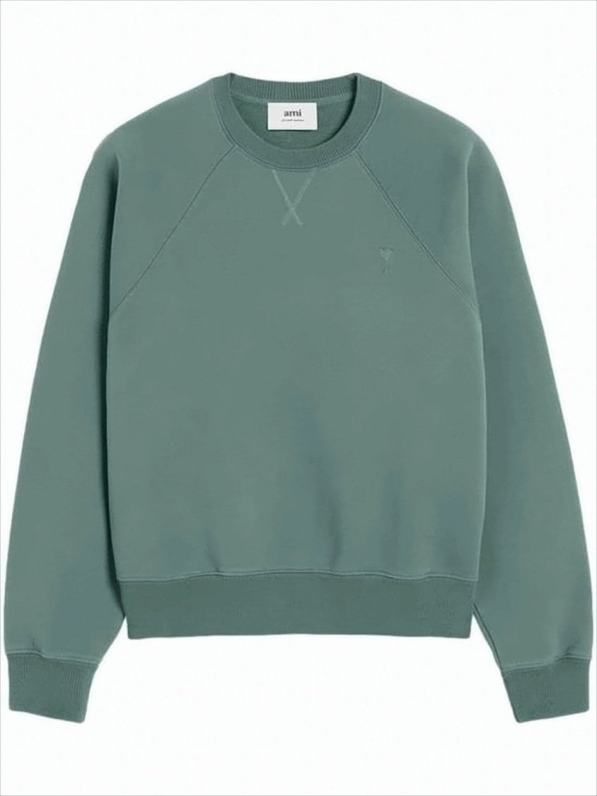 Ami Relaxed Fit Long-Sleeve Crewneck Sweatshirt With Tonal Embroidery