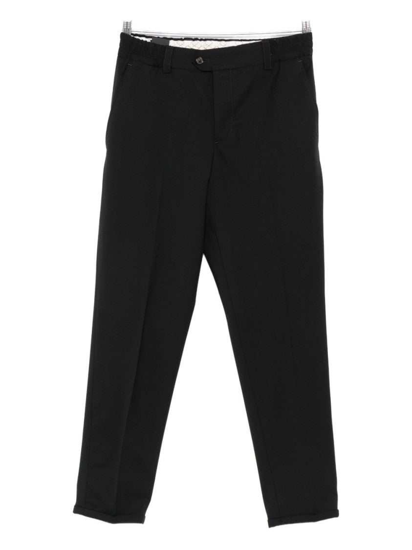 Pt Torino Tailored Black Trousers With Classic Waistband