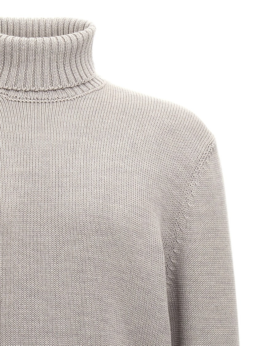 Zanone Wool Turtleneck Sweater With Classic Knit Texture