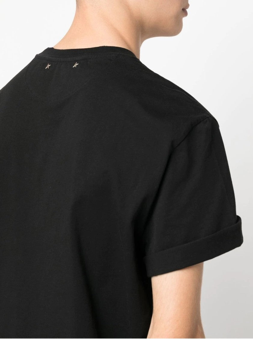 Golden Goose Black Cotton T-Shirt With Subtle Detailing