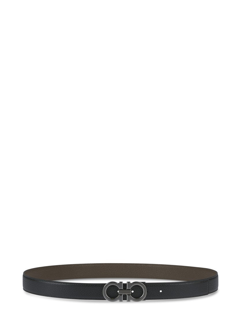 Ferragamo Textured Leather Belt With Distinctive Buckle