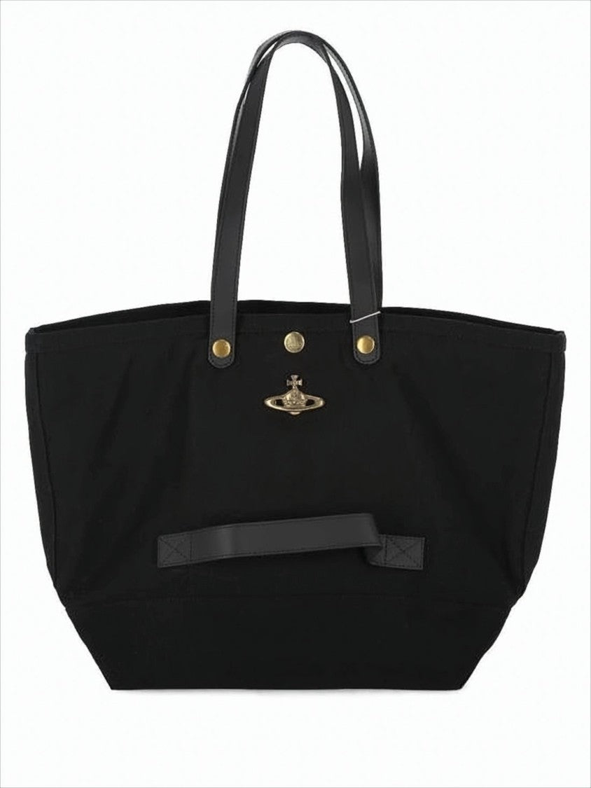 Vivienne Westwood Structured Canvas Shoulder Bag With Leather Accents