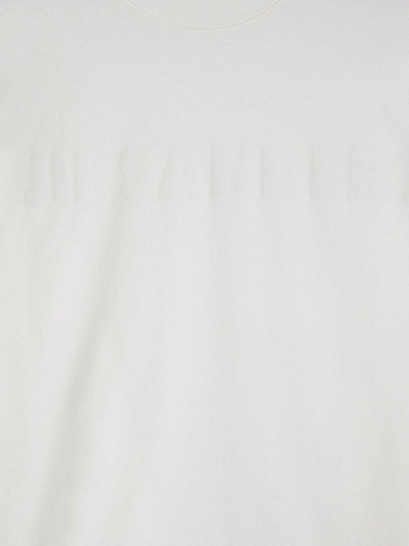 Jil Sander White Cotton Jersey Sweashirt With Embossed Logo