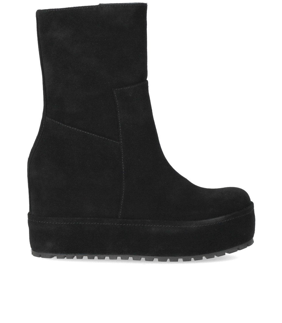 Paloma Barceló Smooth Black Suede Disa Ankle Boots With Internal Wedge