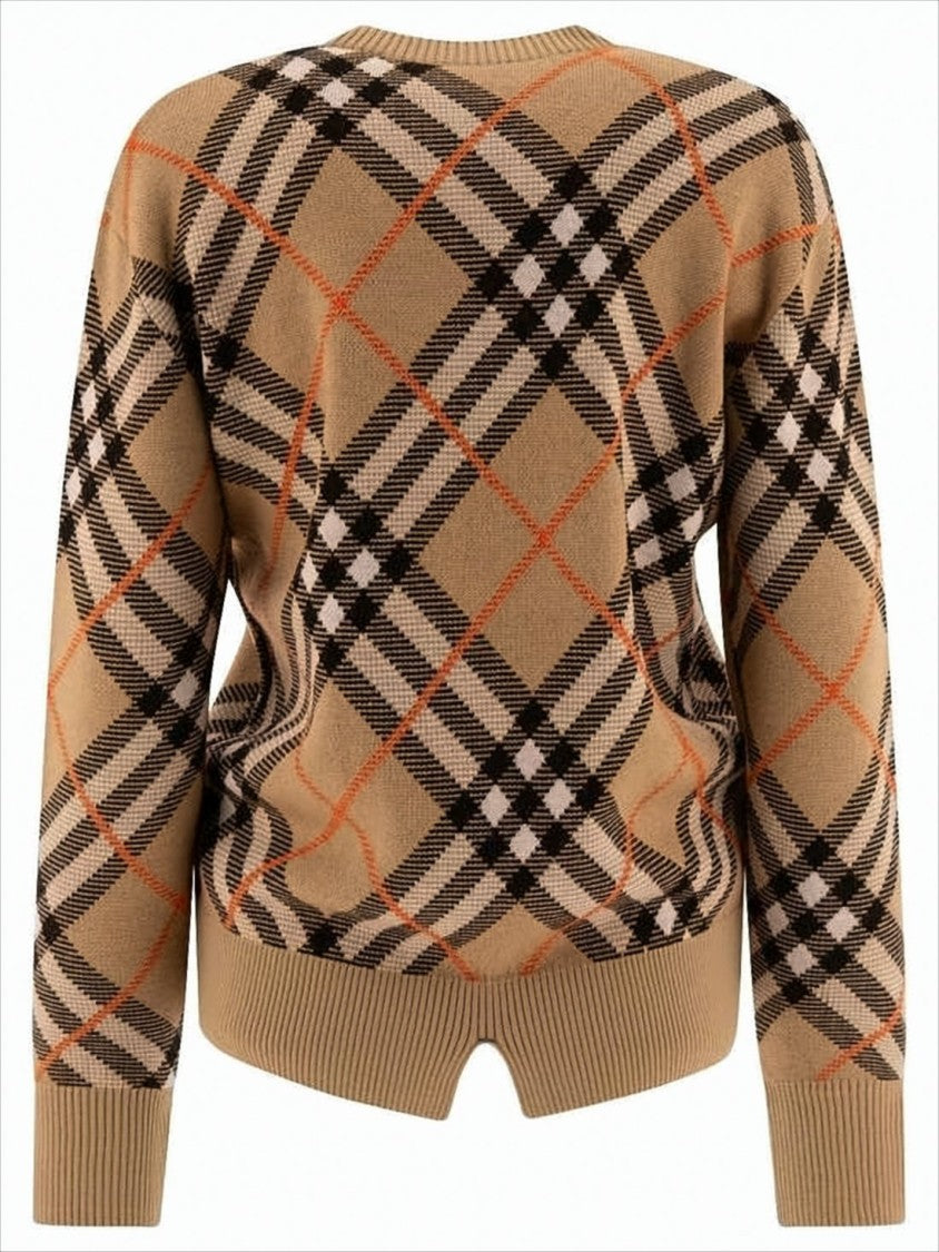 Burberry Classic Check Sweater With Ribbed Cuffs