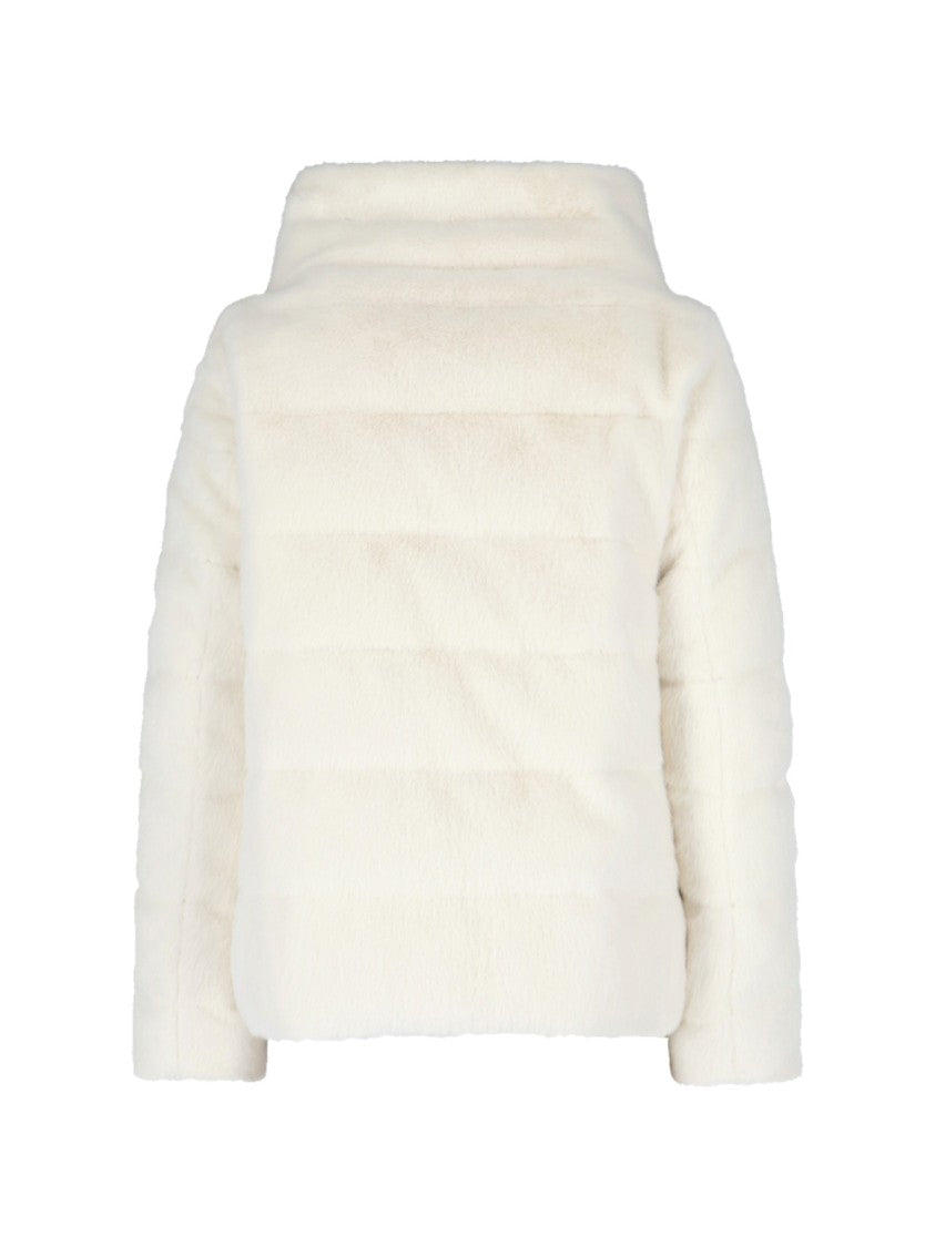 Herno Faux Fur Puffer Jacket With High Collar